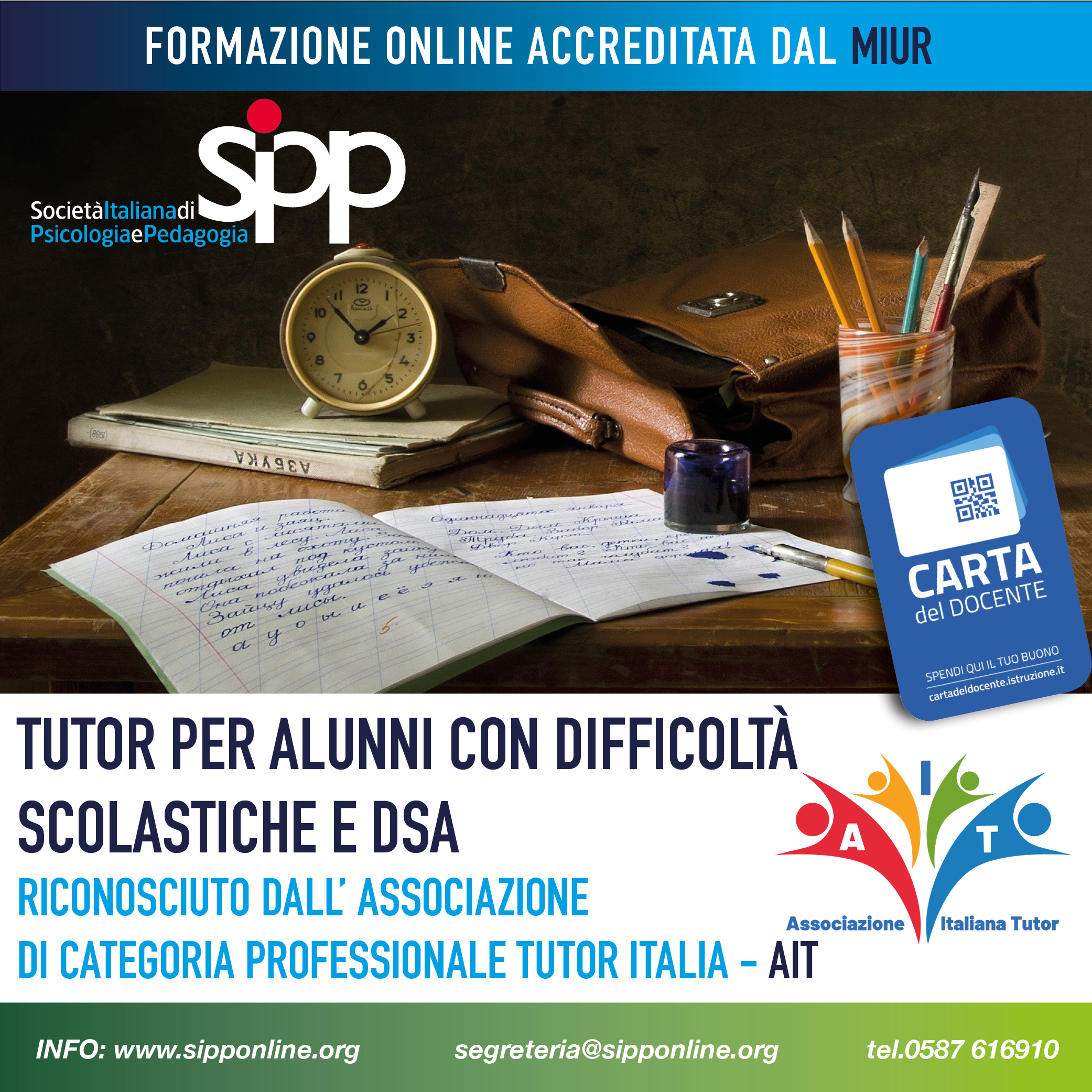 Tutor per alunni con difficoltà scolastiche e disturbi specifici di apprendimento - DSA
